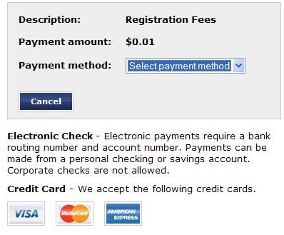 WebSTAR Payment Method Screen